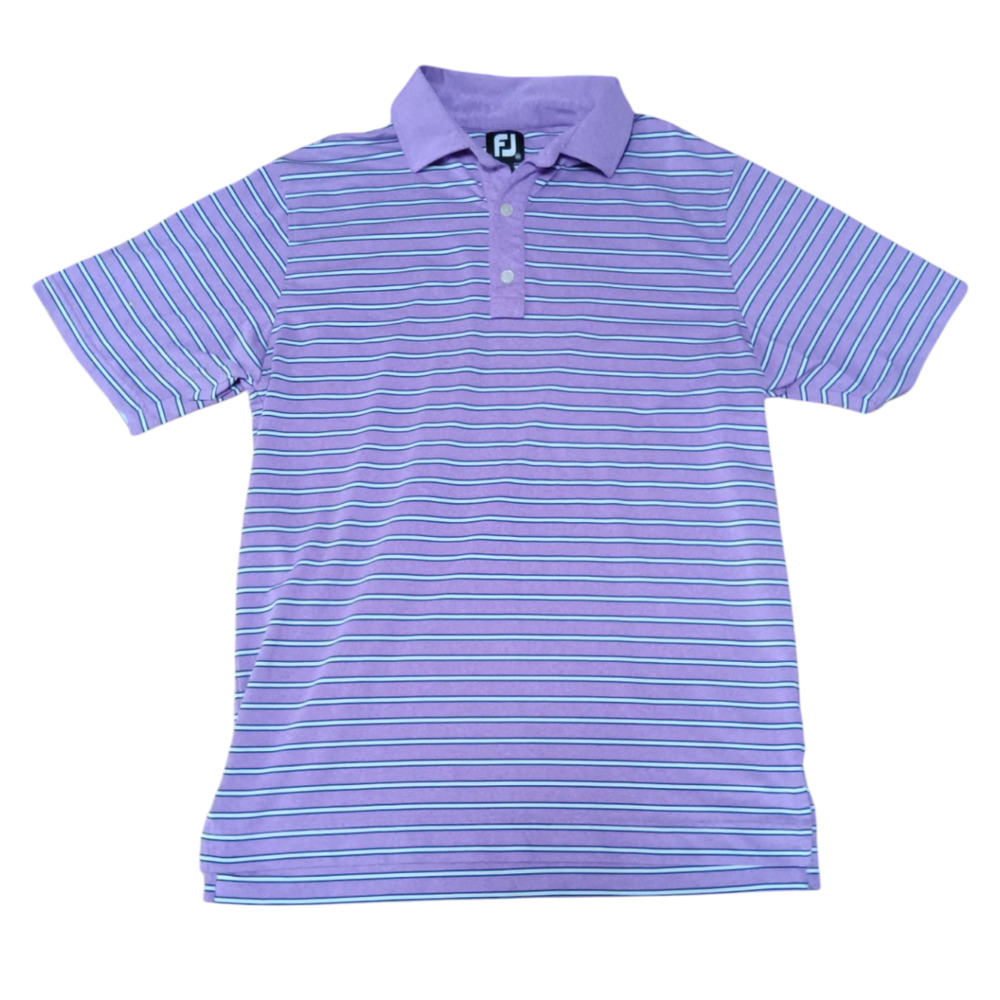 FootJoy Purple Striped Collared Short Sleeve Polo Shirt Size M
